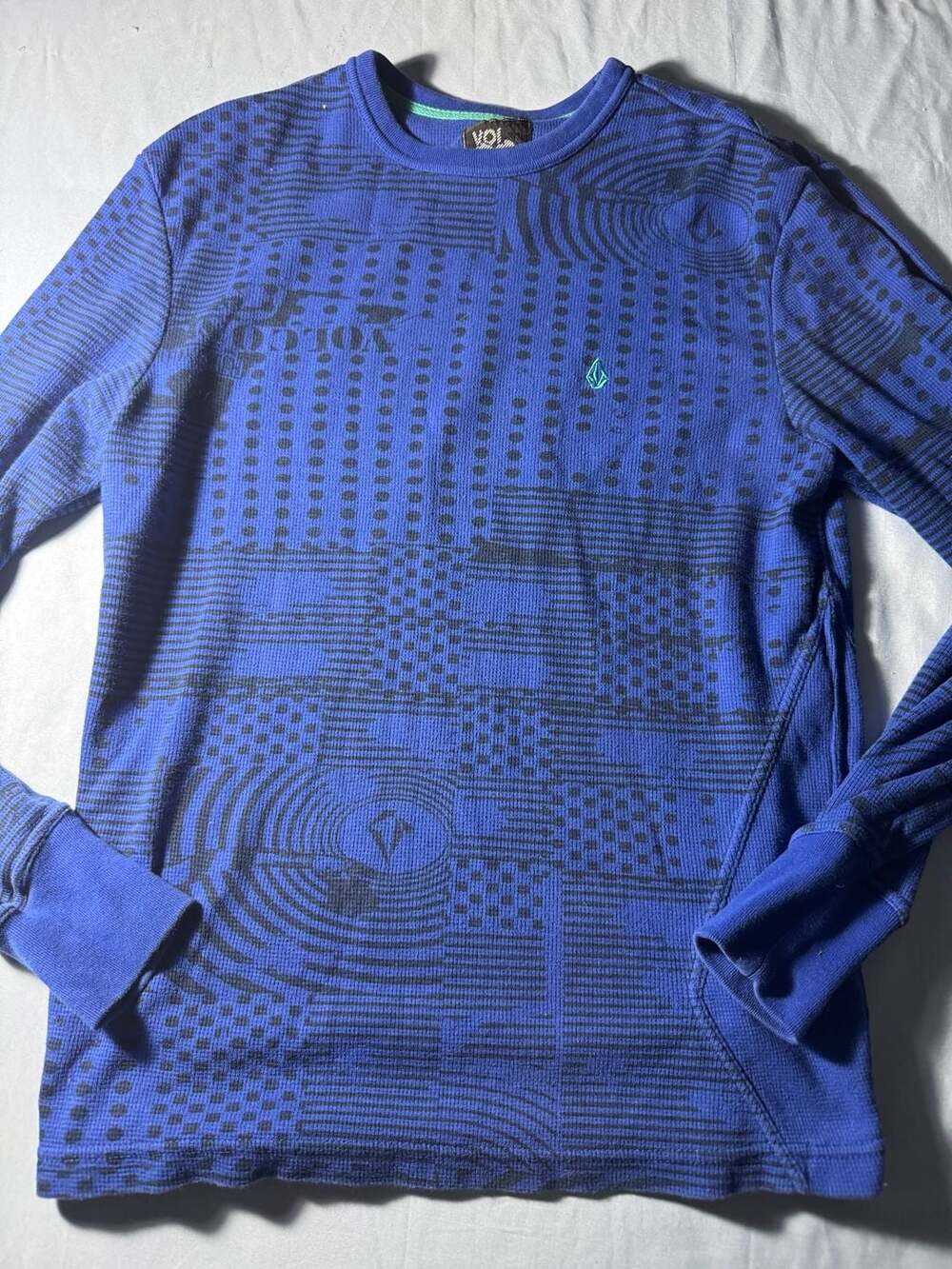 Volcom Rogan Printed Thermal Size L Blue Long Sleeve